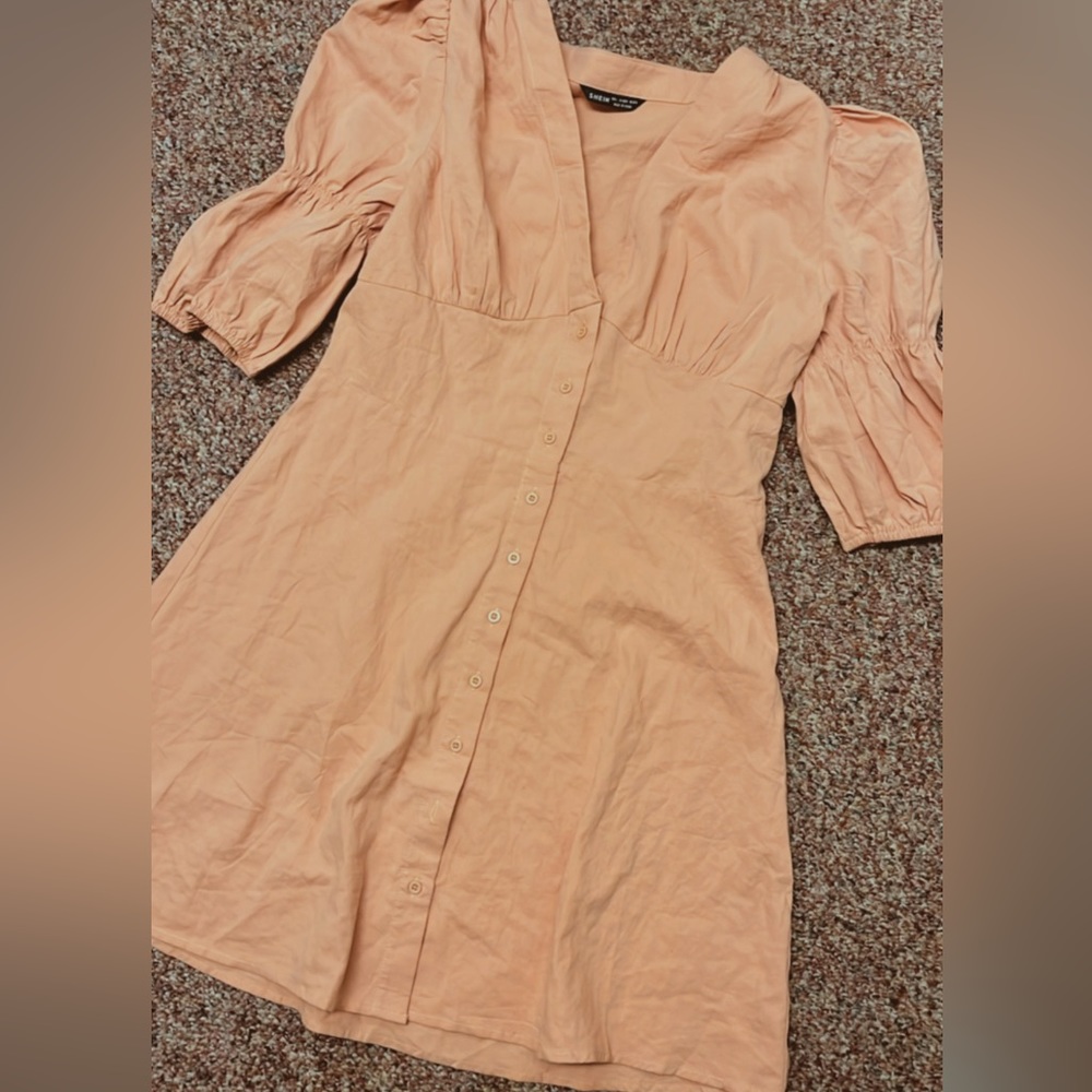 Linen Button Through Mini Dress - image 3